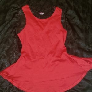 Sleeveless Red Peplum Top with Lace Back